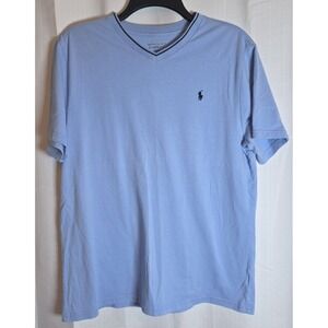 Polo Ralph Lauren T Shirt Boys XL (18-20) Blue Short Sleeve V-Neck 100% Cotton